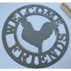 Unbranded Metal Wall Art Welcome Friends Rooster Farmhouse Decor 12 Inch Rustic